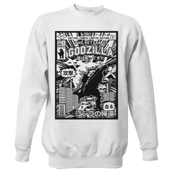Mikina bez kapucne Unisex s potlačou Godzilla Ramirez