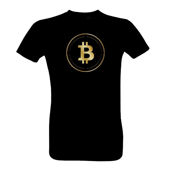 Tričko s potlačou Bitcoin ve zlatém kruhu