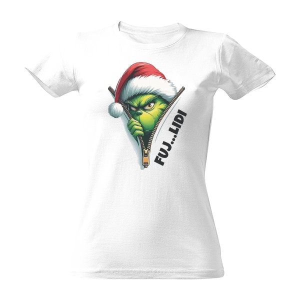Tričko s potiskem Grinch-Fuj lidi-Vánoční motiv-dámské