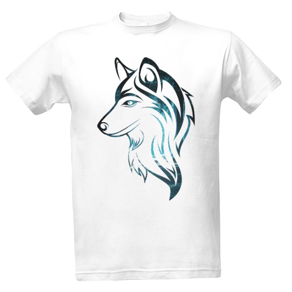 Tričko s potiskem Hlava vlka na bílém triku