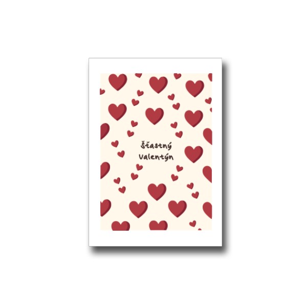 Přáníčko s potiskem Šťastný Valentýn 