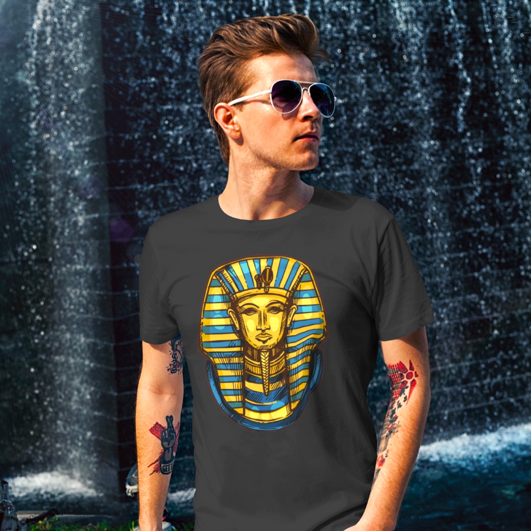 Tričko s potiskem Tutanchamonova pohřební maska