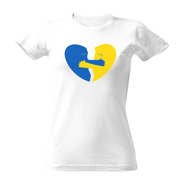 Tričko s potiskem Ukrajinské oddělené srdce - dámské