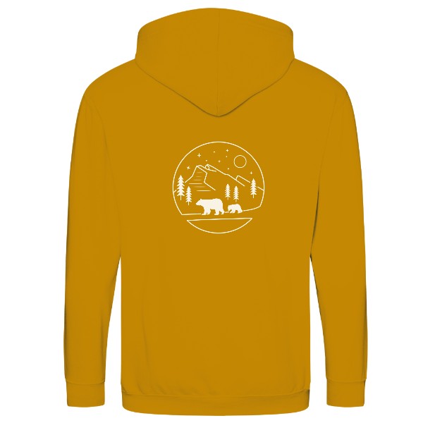Unisex mikina na zip se světlým potiskem Mount Rundle (záda)
