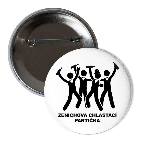 Odznáček  s potiskem Ženichova chlastací partička - placka